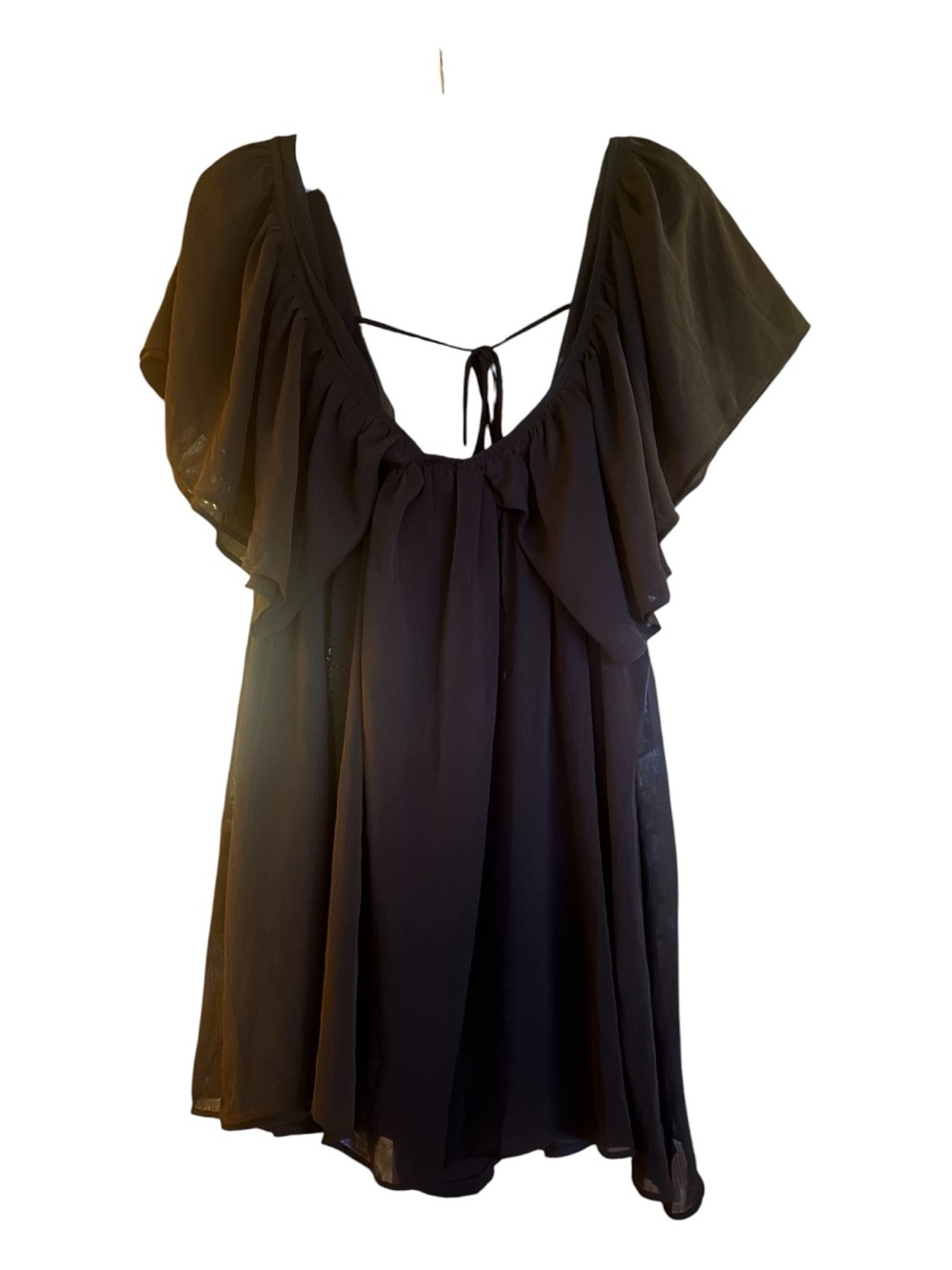 Princess Polly Sun Spirit Black Flutter-Sleeve Romper Size 4 NWT